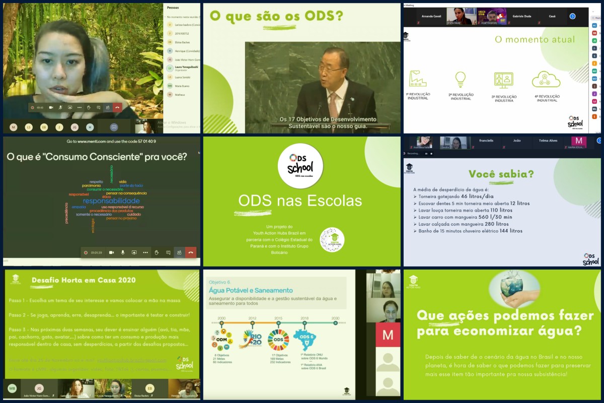 Alunos do Colégio Estadual do Paraná, em Curitiba, participam de aulas virtuais sobre desenvolvimento sustentável